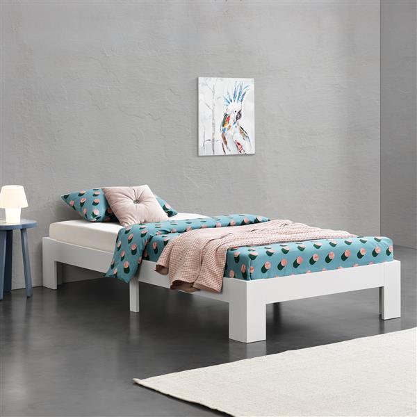 Grote foto houten bed raisio grenen met bedbodem 90x200 cm wit huis en inrichting bedden