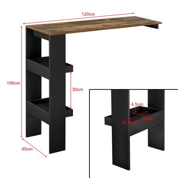 Grote foto bartafel bromoella wandmontage 120x45x106 cm zwart eiken huis en inrichting eettafels