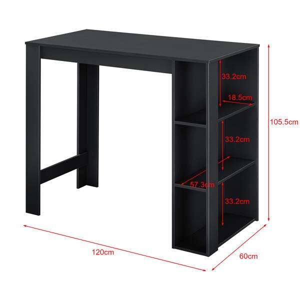 Grote foto bartafel danderyd met 3 planken 120x60x105 5 cm zwart huis en inrichting eettafels