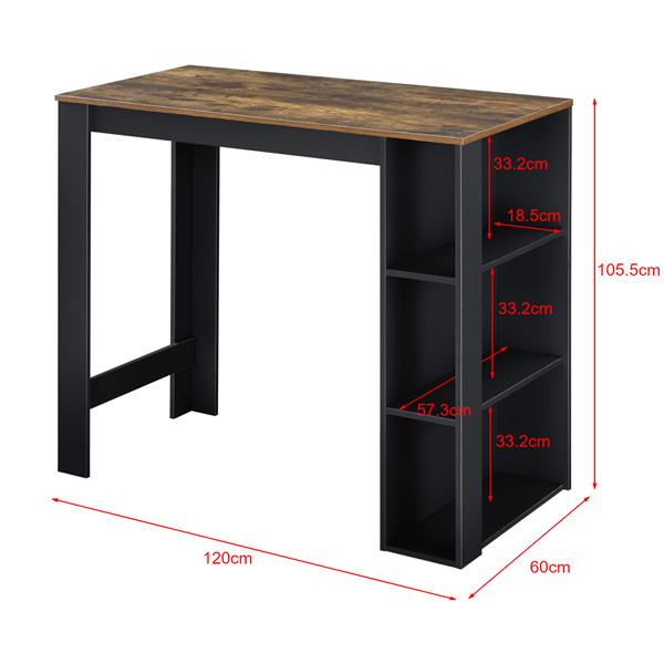 Grote foto bartafel danderyd met 3 planken 120x60x105 5 zwart en hout huis en inrichting eettafels