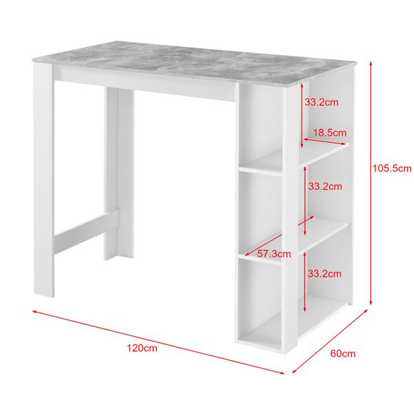 Grote foto bartafel danderyd met 3 planken 120x60x105 5 wit en beton huis en inrichting eettafels