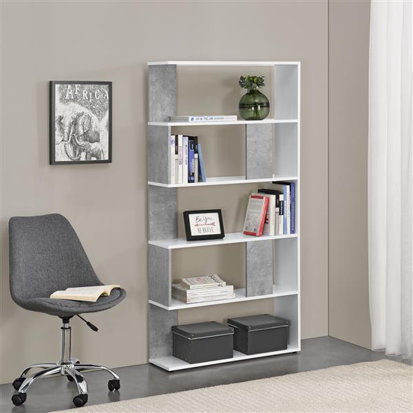 Grote foto boekenkast schap aneby 159x80x23 5 cm wit en betonkleurig huis en inrichting overige