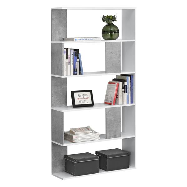 Grote foto boekenkast schap aneby 159x80x23 5 cm wit en betonkleurig huis en inrichting overige