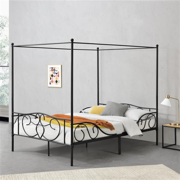 Grote foto metalen hemelbed finstrom met bedbodem 140x200 cm zwart huis en inrichting bedden