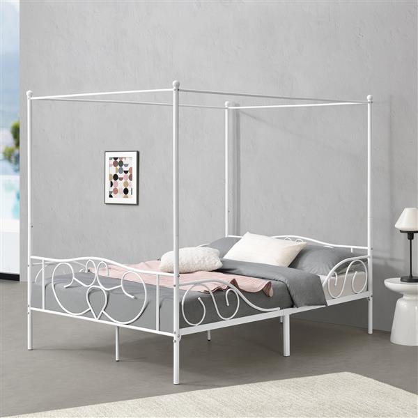 Grote foto metalen hemelbed finstrom met bedbodem 140x200 cm wit huis en inrichting bedden