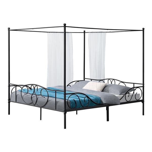 Grote foto metalen hemelbed finstrom met bedbodem 180x200 cm zwart huis en inrichting bedden