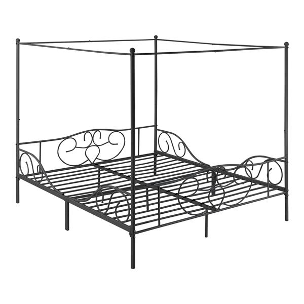 Grote foto metalen hemelbed finstrom met bedbodem 180x200 cm zwart huis en inrichting bedden