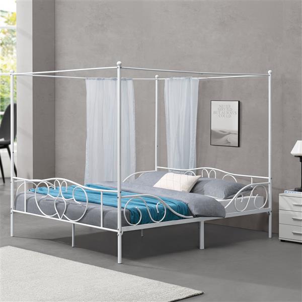 Grote foto metalen hemelbed finstrom met bedbodem 180x200 cm wit huis en inrichting bedden