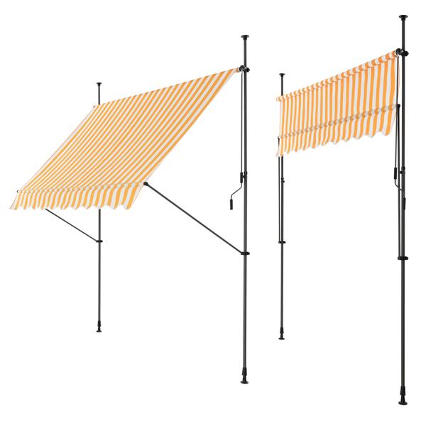 Grote foto klem zonwering luifel uitschuifbaar geel en wit 400x120 cm tuin en terras hekken en schuttingen