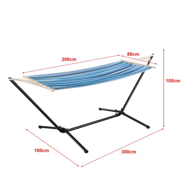 Grote foto hangmat katoen met standaard max 120 kg blauw gestreept tuin en terras tuinmeubelen