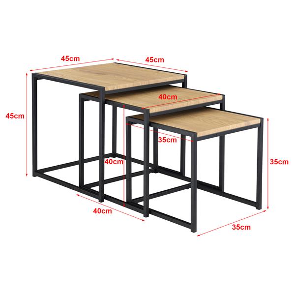 Grote foto salontafel ringsaker set van 3 zwart en eikenkleurig huis en inrichting eettafels