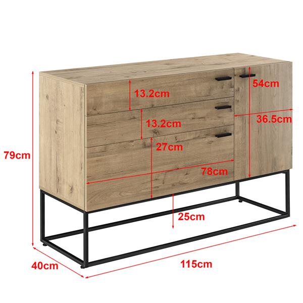 Grote foto ladekast hylte commode 79x115x40 cm zwart en eikenkleurig huis en inrichting overige