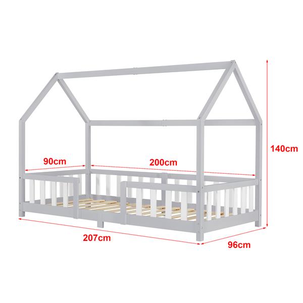 Grote foto kinderbed sisimiut met uitvalbeveiliging 90x200 lichtgrijs en wit huis en inrichting overige