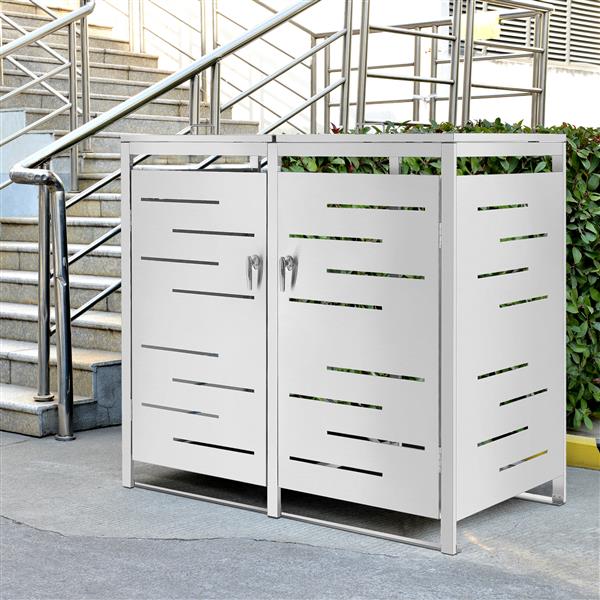 Grote foto en.casa containerombouw fahrenwalde rvs 116x132x80 cm zilverkleurig tuin en terras tuingereedschap