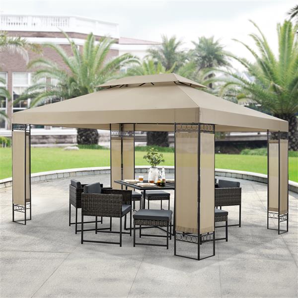 Grote foto en.casa paviljoen lanciano partytent 4x3x2 65 m beige tuin en terras overige tuin en terras