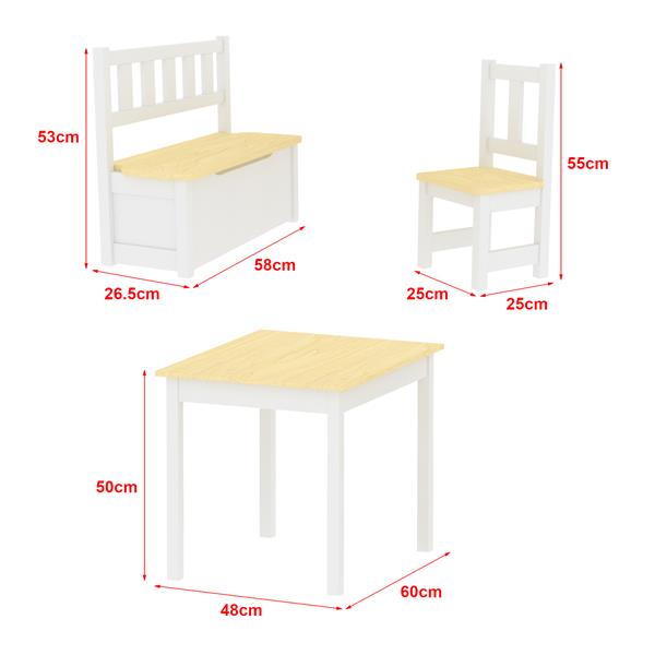 Grote foto en.casa kindertafel lousame met 2 stoelen en 1 bank hout en wit huis en inrichting overige