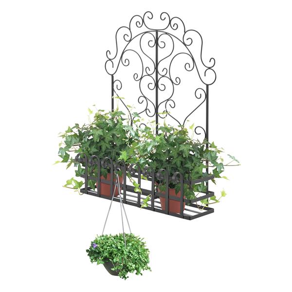 Grote foto casa.pro plantenhanger bjerkreim metaal 65x50x18 cm zwart tuin en terras sierplanten