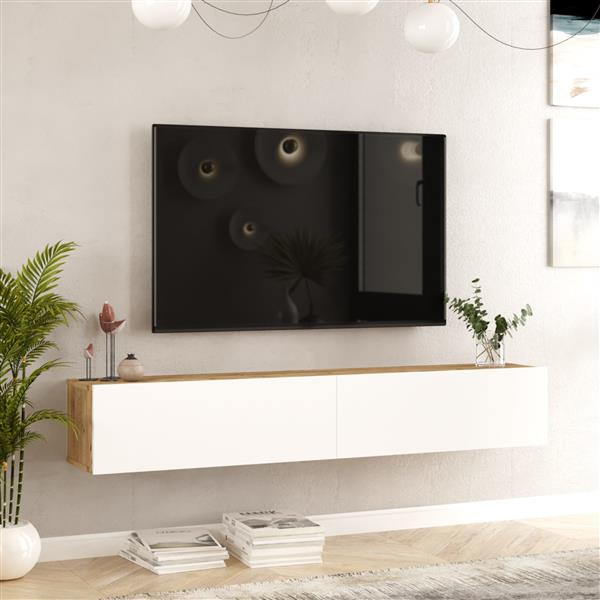 Grote foto en.casa tv meubel lapinlahti 180x31 5x29 5cm houtkleurig en wit huis en inrichting overige