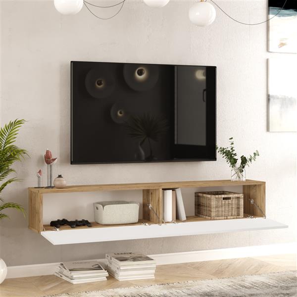 Grote foto en.casa tv meubel lapinlahti 180x31 5x29 5cm houtkleurig en wit huis en inrichting overige