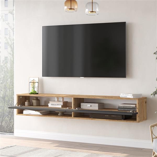 Grote foto en.casa tv meubel laitila 2 opbergvakken 180x31 5x29 5cm houtkleurig en antraciet huis en inrichting overige