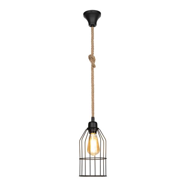 Grote foto lux.pro hanglamp ashford e27 zwart en jute huis en inrichting overige