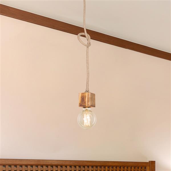 Grote foto lux.pro hanglamp corby e27 zwart houtkleurig en jute huis en inrichting overige