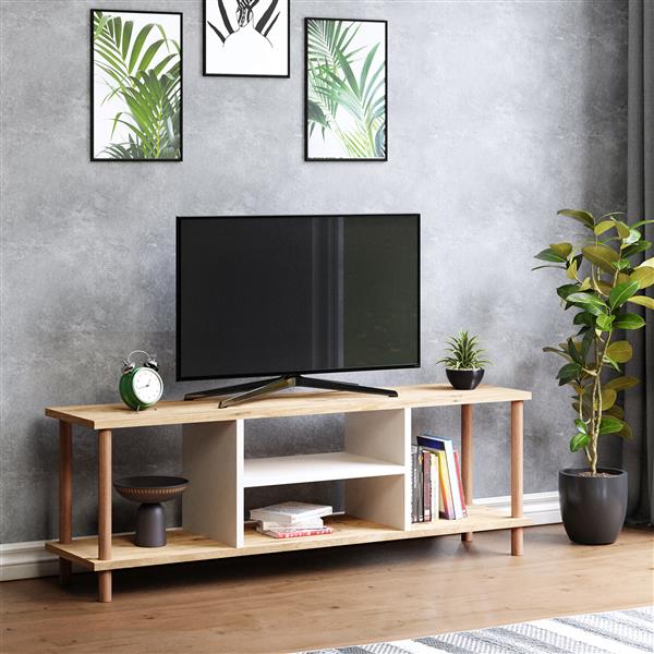 Grote foto en.casa tv meubel r sk bing 120x29x43 cm houtkleurig wit huis en inrichting overige