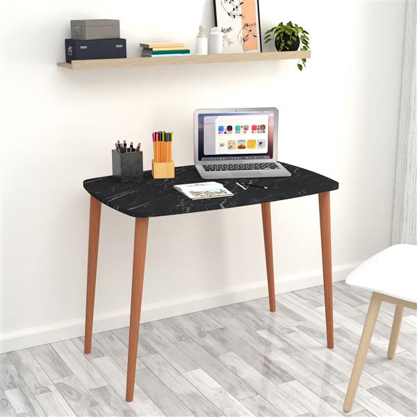 Grote foto en.casa bureau kongsberg laptoptafel 70x90x60 cm marmer zwart en houtkleurig huis en inrichting stoelen