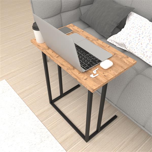 Grote foto en.casa bureau h gsby laptoptafel 65 5x60x35 5 cm eiken en zwart huis en inrichting stoelen