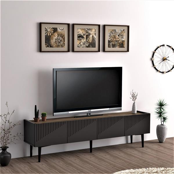 Grote foto en.casa tv meubel oppdal 45x154x37 cm antraciet en walnootkleurig huis en inrichting overige