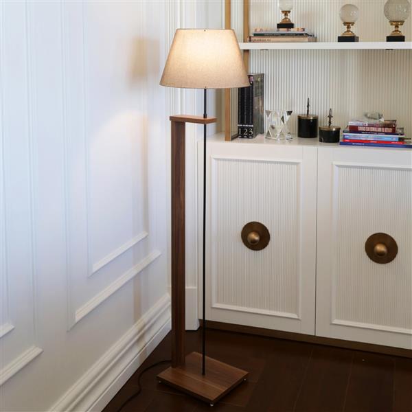 Grote foto lux.pro staande lamp bromwich 150 cm e27 houtkleurig zwart en beige huis en inrichting overige