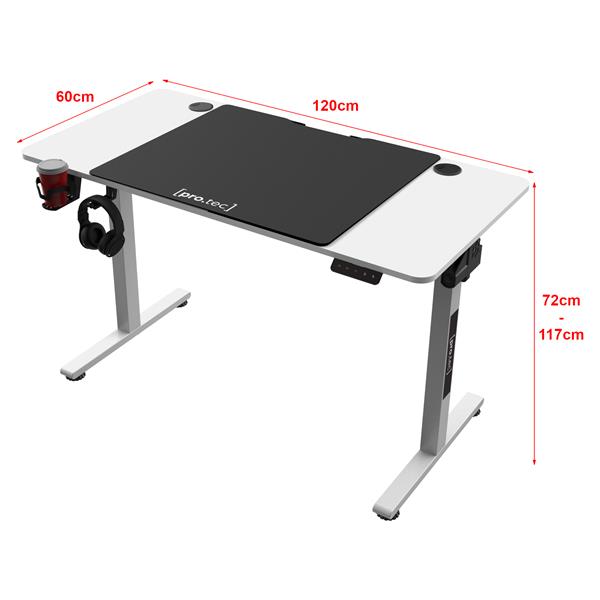 Grote foto pro.tec game bureau stryn zit sta elektrisch 120x60x72 117 cm wit en zwart huis en inrichting stoelen