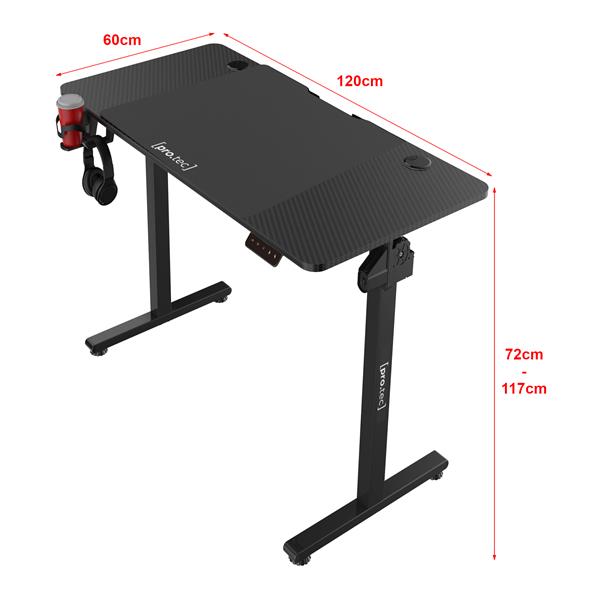 Grote foto pro.tec game bureau stryn zit sta elektrisch 120x60x72 117 cm zwart huis en inrichting stoelen