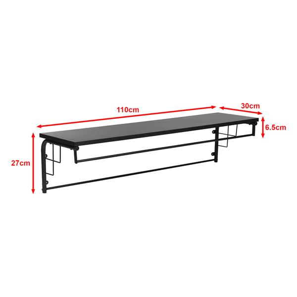 Grote foto en.casa wandkapstok lstykke met plank 110x30x27 cm zwart huis en inrichting woningdecoratie