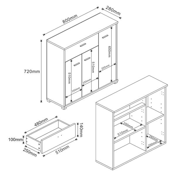 Grote foto en.casa halmeubel bobeck 72x80x28 cm eikenkleurig en wit huis en inrichting overige