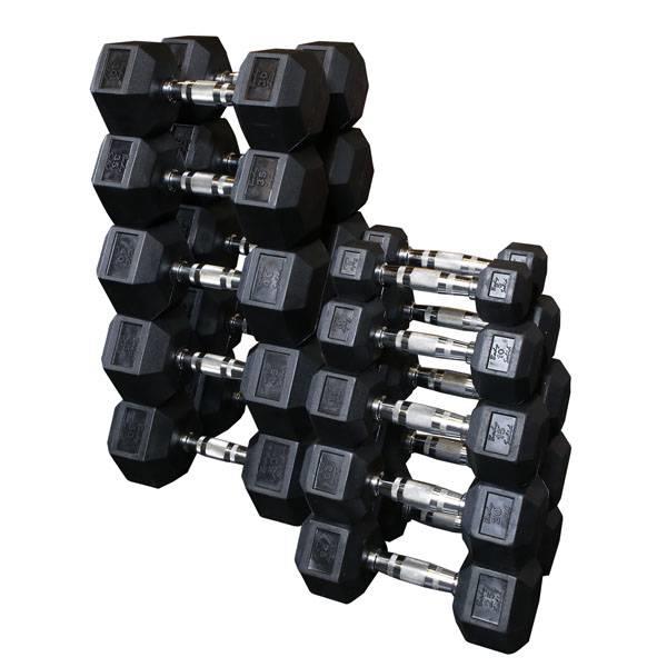 Grote foto body solid trainen met body solid hexagon dumbbells 42.5 kg paar sport en fitness fitness