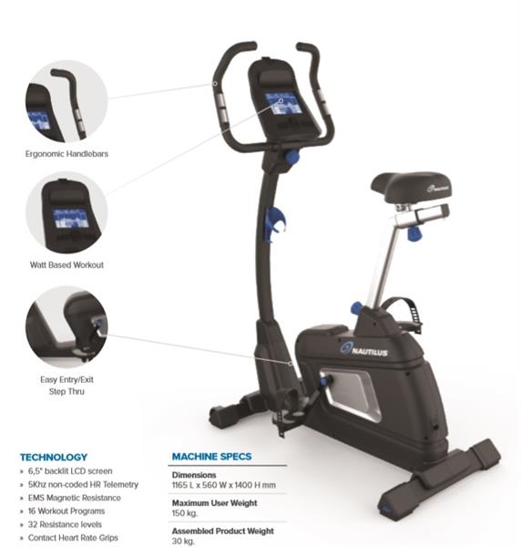 Grote foto nautilus u627 hometrainer met ergometer met lage instap sport en fitness fitness