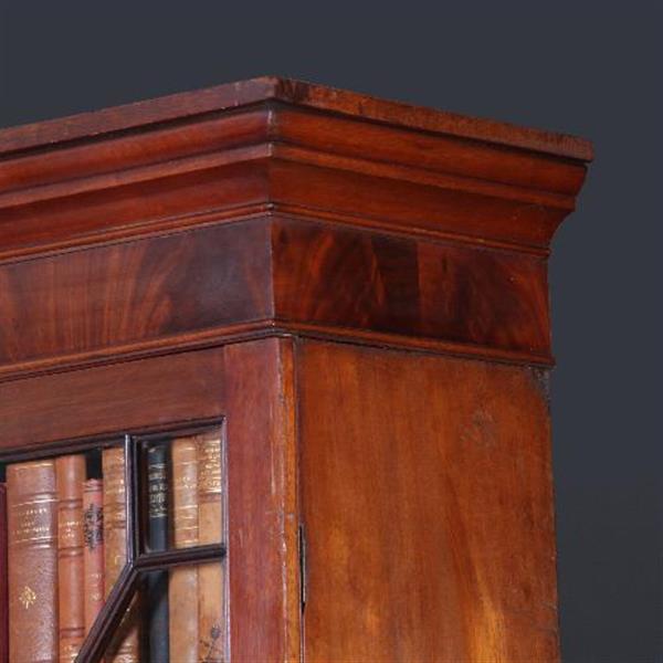 Grote foto antieke kasten buro bookcase schrijfklep met groen leer ingelegd mahonie ca. 1820 no.820311 antiek en kunst stoelen en banken