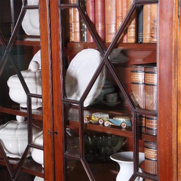 Grote foto antieke kasten buro bookcase schrijfklep met groen leer ingelegd mahonie ca. 1820 no.820311 antiek en kunst stoelen en banken