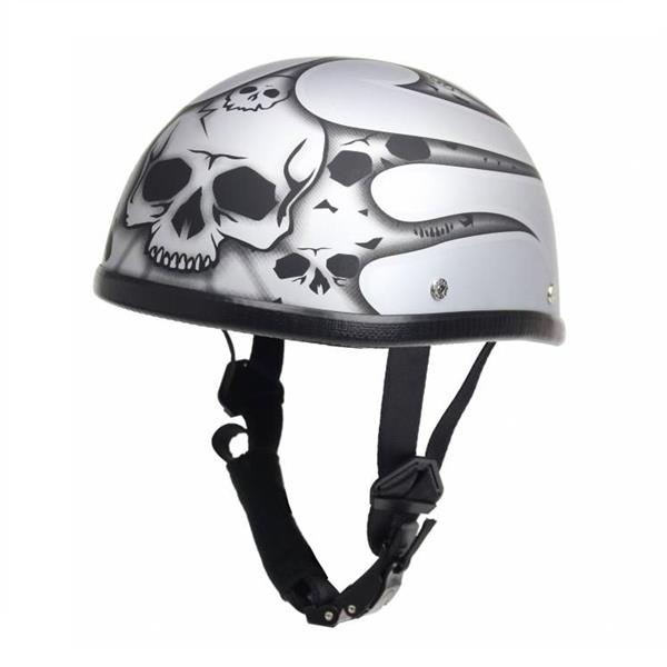 Grote foto burning skull glans zilver helm motoren kleding