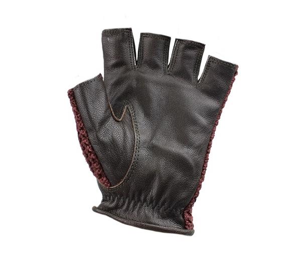 Grote foto swift vintage vingerloze crochet leren handschoenen bruin motoren kleding