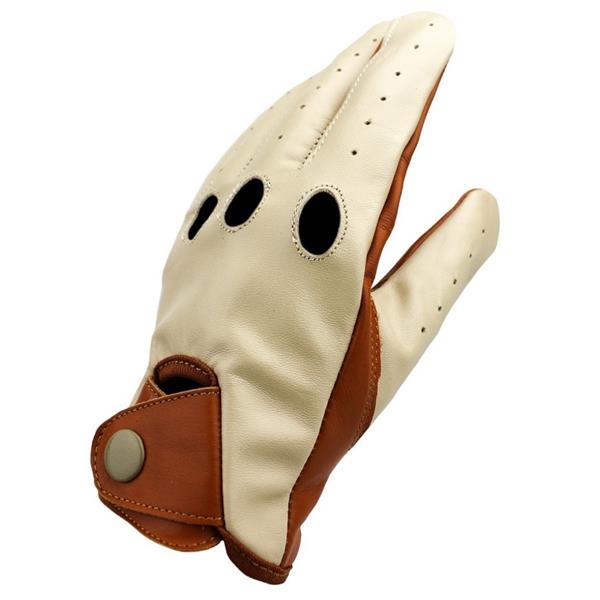 Grote foto driving leren handschoenen cognac beige motoren kleding