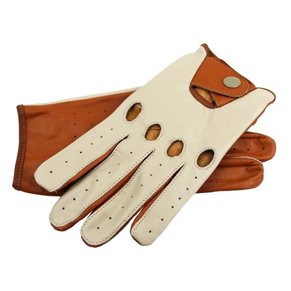 Grote foto driving leren handschoenen cognac beige motoren kleding