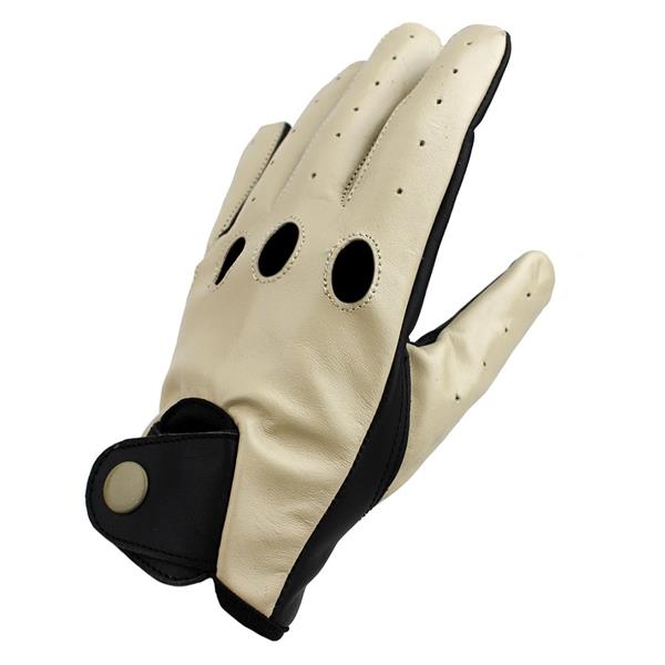 Grote foto driving leren handschoenen zwart beige motoren kleding