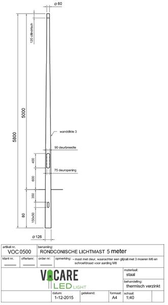 Grote foto 5 meter heavy duty conische stalen lantaarnpaal met voetplaat montageplaat zakelijke goederen overige zakelijke goederen