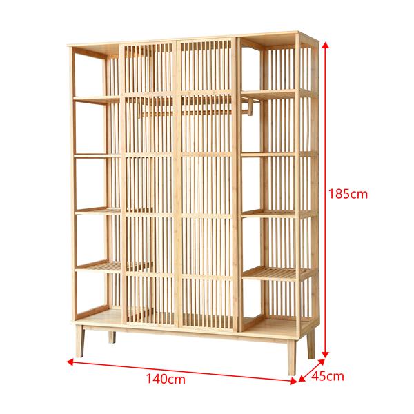 Grote foto en.casa kledingkast hudiksvall bamboe 185x140x45 cm open kast huis en inrichting overige