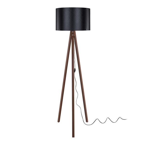 Grote foto lux.pro staande lamp vloerlamp guildford e27 walnootkleurig en zwart huis en inrichting overige