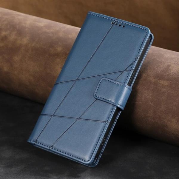 Grote foto samsung galaxy f34 flip case portefeuille wallet cover leer hoesje blauw telecommunicatie mobieltjes