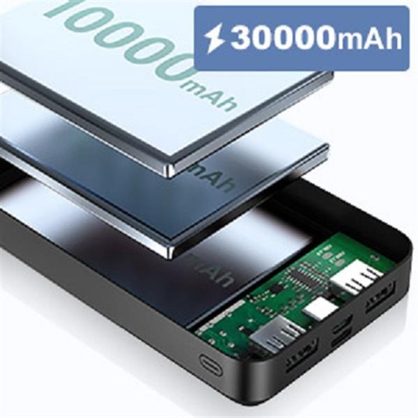 Grote foto powerbank 30.000 mah snellader oplader micro usb c led display zwart telecommunicatie batterijen en accu