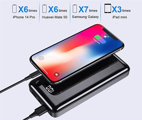 Grote foto powerbank 30.000 mah snellader oplader micro usb c led display zwart telecommunicatie batterijen en accu